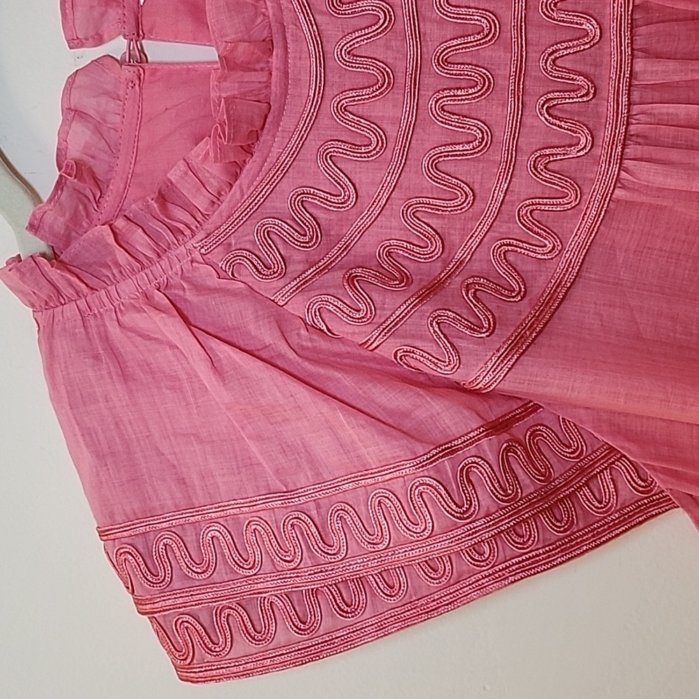 Veronica Beard Preppy Keely Tiered Ramie Mini Dress Size 10 Barbiecore - Picture 12 of 16